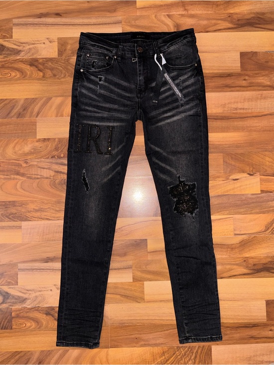AMIRI Other - AMIRI Black Skinny Jeans with Rhinestone Lettering